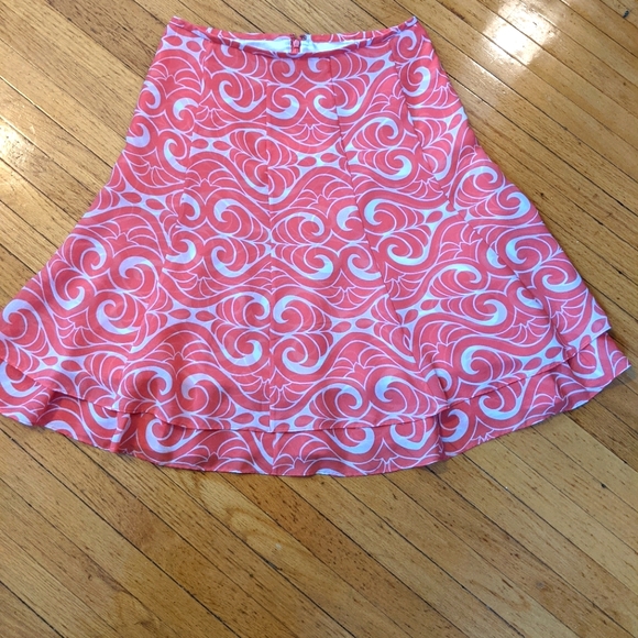 Flowy Coral and Cream Skirt